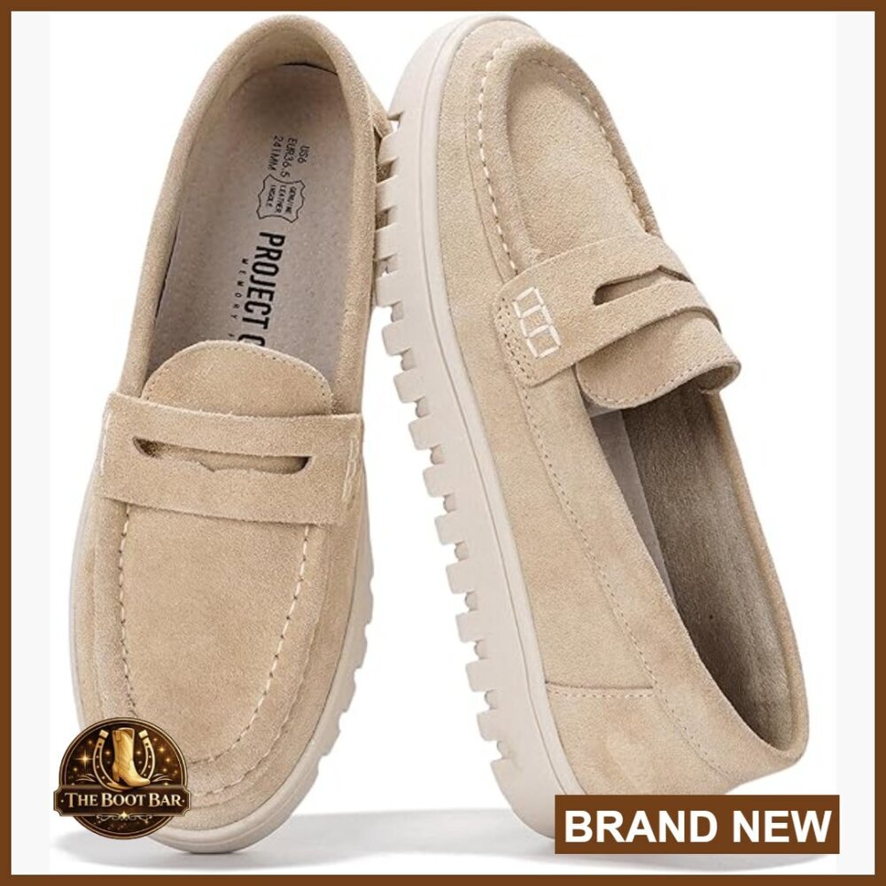 Genuine Leather Loafers with Memory Foam Insoles Slip On Shoes Non Slip